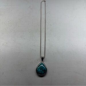 ATI Sterling Silver 925 Year Drop Turquoise Chip Necklace